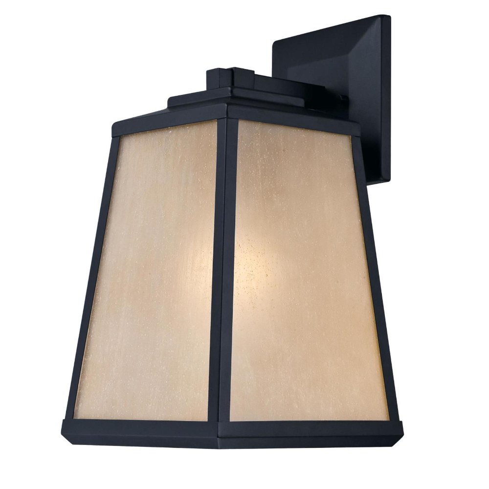 Westinghouse Lighting-6359400-Ashdale - One Light Outdoor Wall Lantern   Matte Black Finish with Amber Seeded Glass