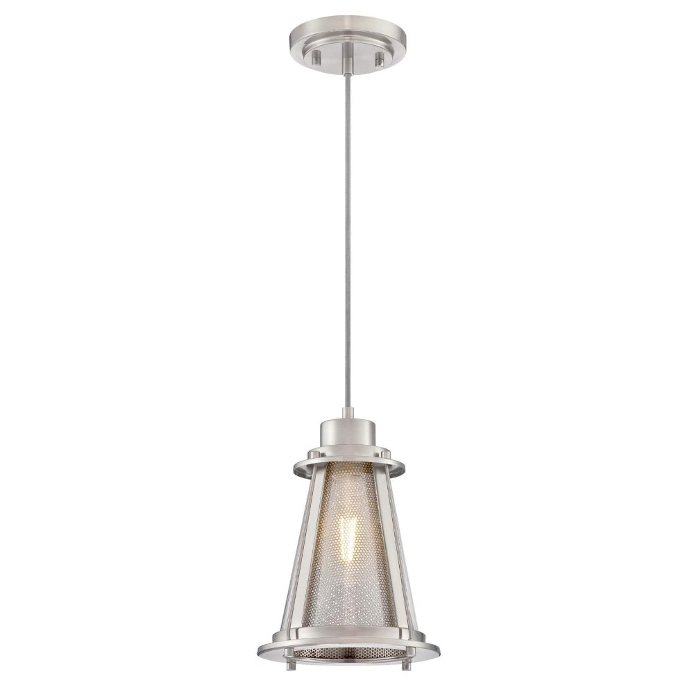 Westinghouse Lighting-6361800-Westinghouse Lighting Beatrix One-Light Indoor Mini Pendant Brushed Nickel Finish with Mesh and Clear Glass   Brushed Nickel Finish with Clear Glass with Mesh Shade