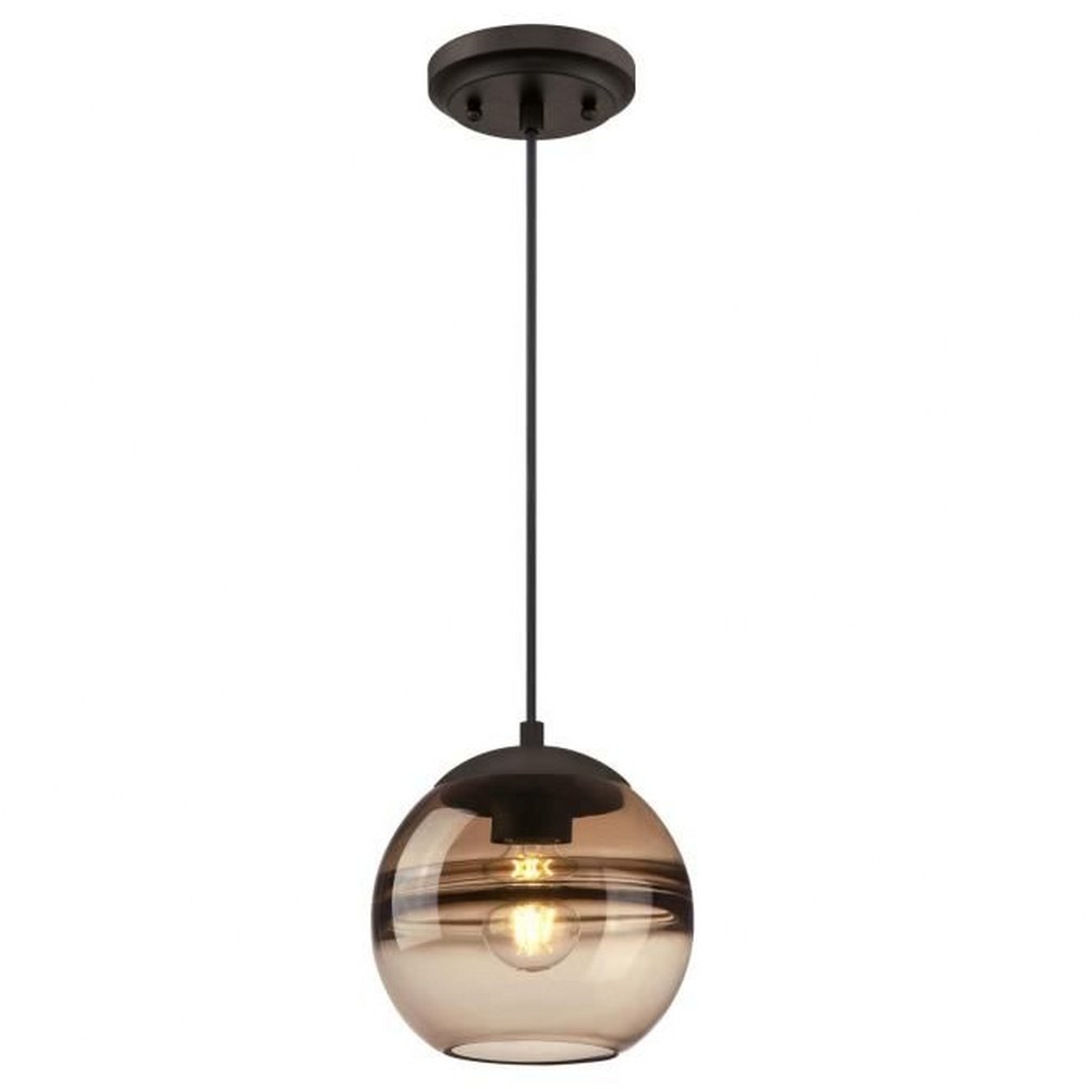 Westinghouse Lighting-6366800-Westinghouse Lighting Soren One-Light Indoor Mini Pendant Oil Rubbed Bronze Finish with Amber Glass   Oil Rubbed Bronze Finish with Amber Glass