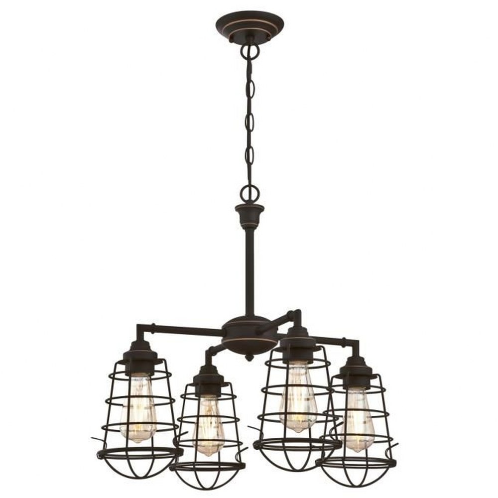 Westinghouse Lighting-6367000-Nolan - Four Light Chandelier Oil Rubbed Bronze  Oil Rubbed Bronze Finish with Cage Shade