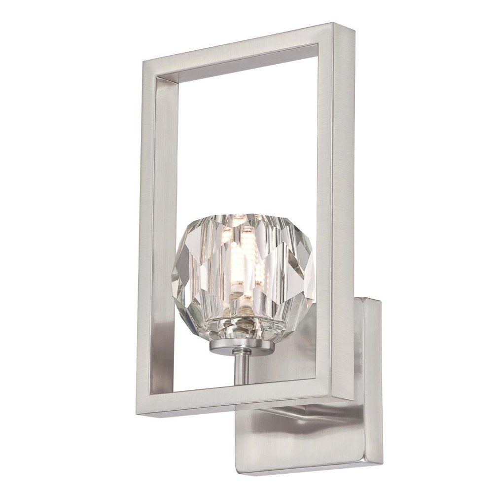 Westinghouse Lighting-6367500-Zoa - One Light Wall Sconce Brushed Nickel  Matte Brushed Gun Metal Finish with Crystal Glass