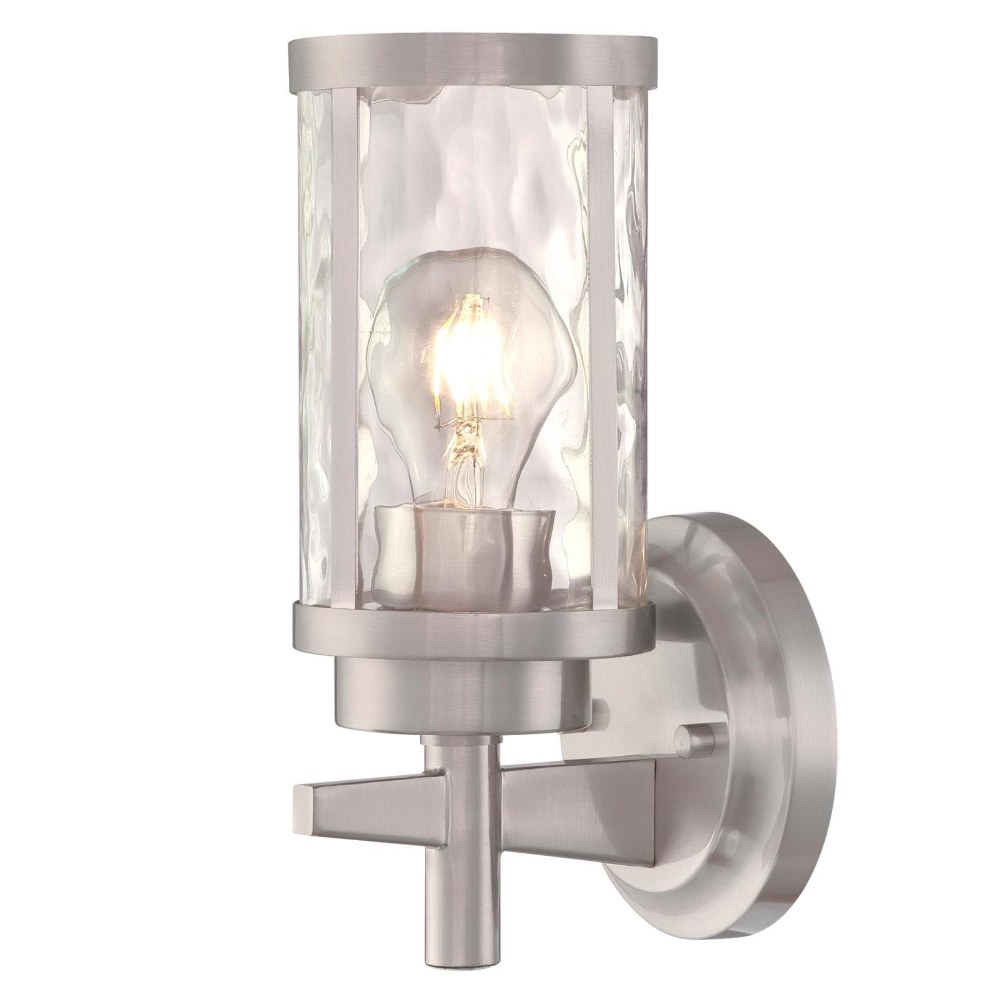 Westinghouse Lighting-6368300-Branston - One Light Wall Sconce   Brushed Nickel Finish with Clear Water Glass