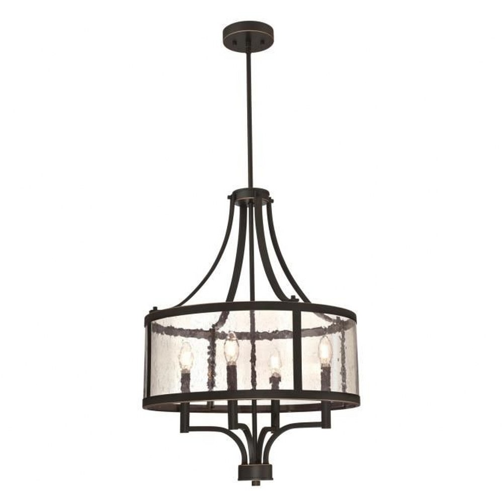 Westinghouse Lighting-6368400-Westinghouse Lighting Belle View Four-Light Indoor Chandelier Oil Rubbed Bronze Finish with Highlights and Clear Seeded Glass   Oil Rubbed Bronze Finish with Clear Seeded