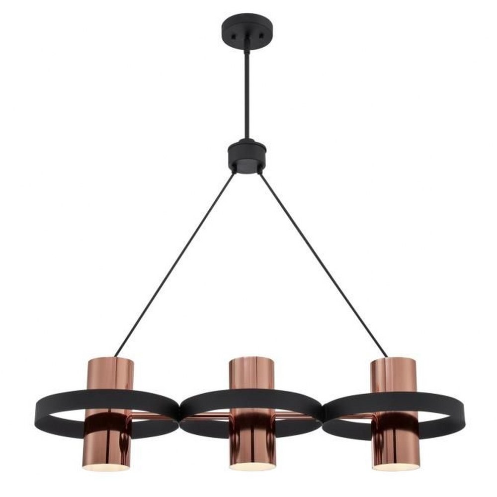 Westinghouse Lighting-6368900-Westinghouse Lighting Ariana Three-Light Indoor Chandelier Matte Black Finish with Copper Shades   Matte Black/Copper Finish with Metal Shade