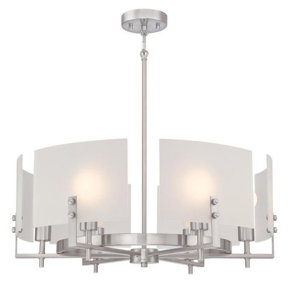 Westinghouse Lighting-6369400-Westinghouse Lighting Enzo James Six-Light Indoor Chandelier Brushed Nickel Finish with Frosted Glass   Brushed Nickel Finish with Frosted Glass