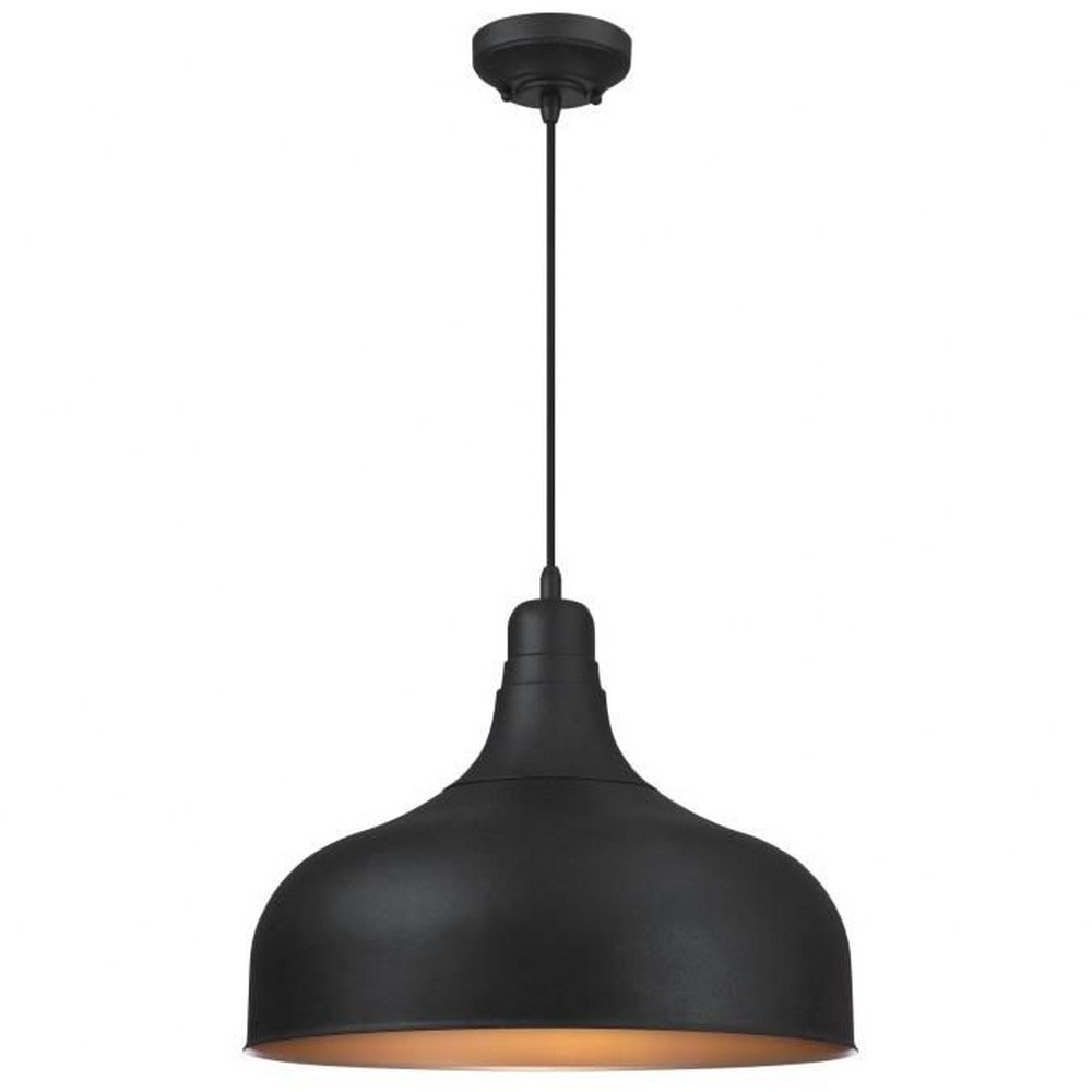 Westinghouse Lighting-6371700-Westinghouse Lighting Morton One-Light Indoor Pendant Textured Iron Finish   Textured Iron Finish with Metal Shade