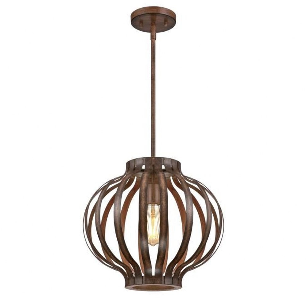 Westinghouse Lighting-6372700-Westinghouse Lighting Farah One-Light Indoor Pendant Barnwood Finish   Barnwood Finish