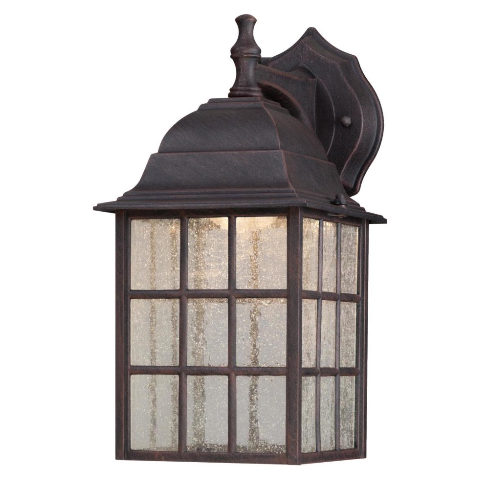 Westinghouse Lighting-6400000-12.25 Inch 9W 3 LED Outdoor Wall Lantern   Weathered Patina Finish with Seeded Glass