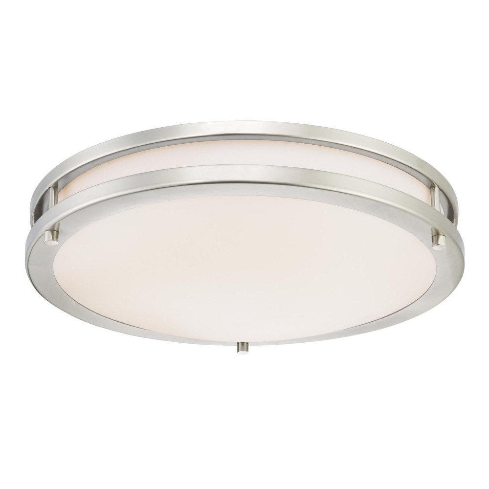 Westinghouse Lighting-6401200-15.75 Inch 23W 1 LED Flush Mount   Brushed Nickel Finish with White Acrylic Glass