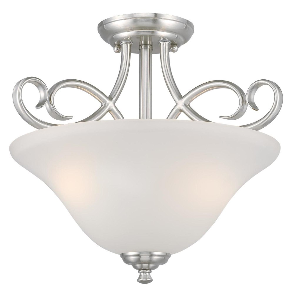 Westinghouse Lighting-6573800-Dunmore - Two Light Semi-Flush Mount   Brushed Nickel Finish with Frosted Glass