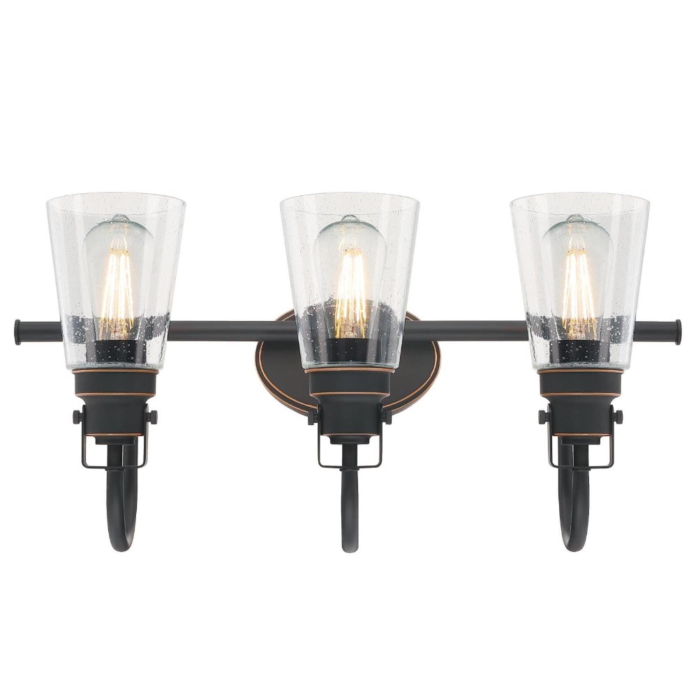 Westinghouse Lighting-6574700-Ashton - Three Light Wall Mount   Oil Rubbed Bronze Finish with Clear Seeded Glass