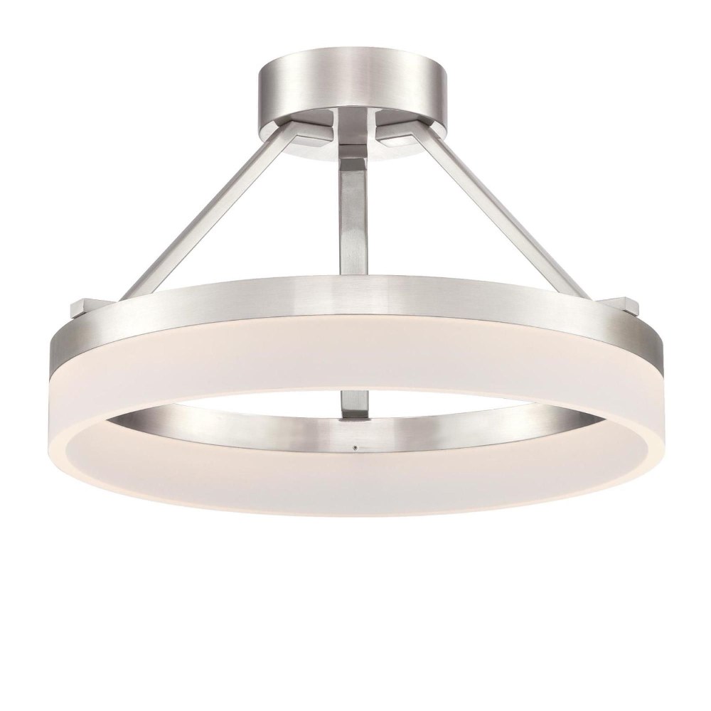 Westinghouse Lighting-6575400-Lucy - 15.75 Inch 25W 1 LED Semi-Flush Mount   Brushed Nickel Finish with Frosted Acrylic Glass