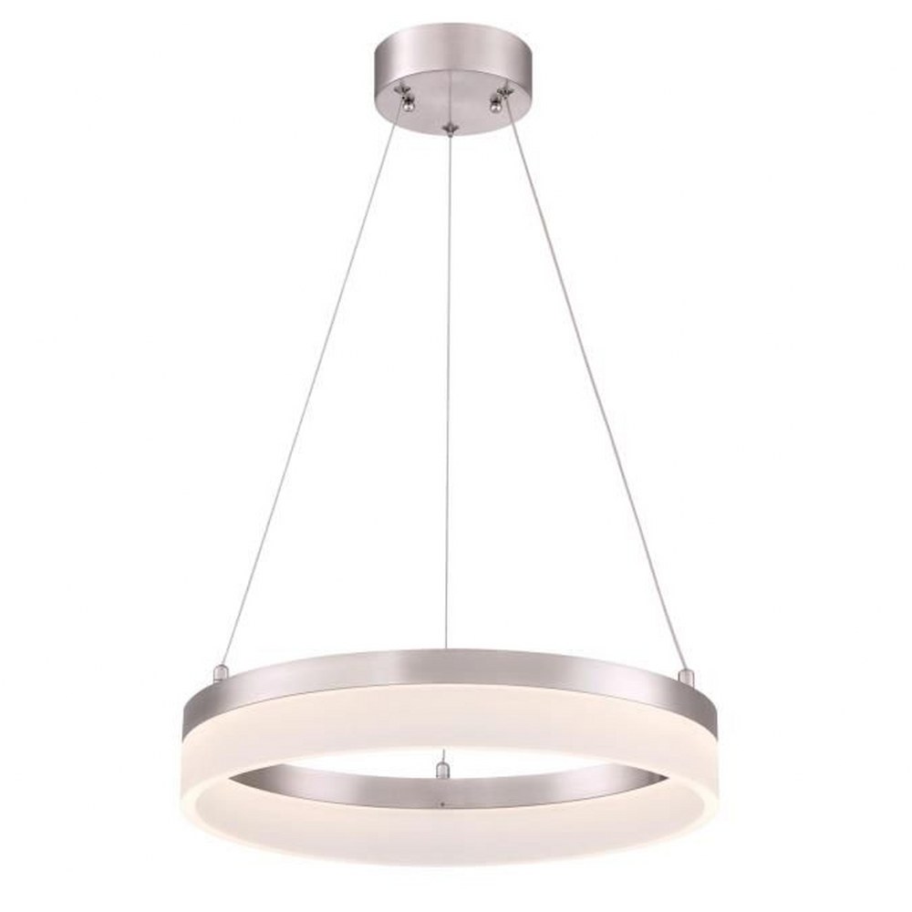 Westinghouse Lighting-6575500-Lucy - 15.75 Inch 25W 1 LED Chandelier   Brushed Nickel Finish with Frosted Acrylic Glass