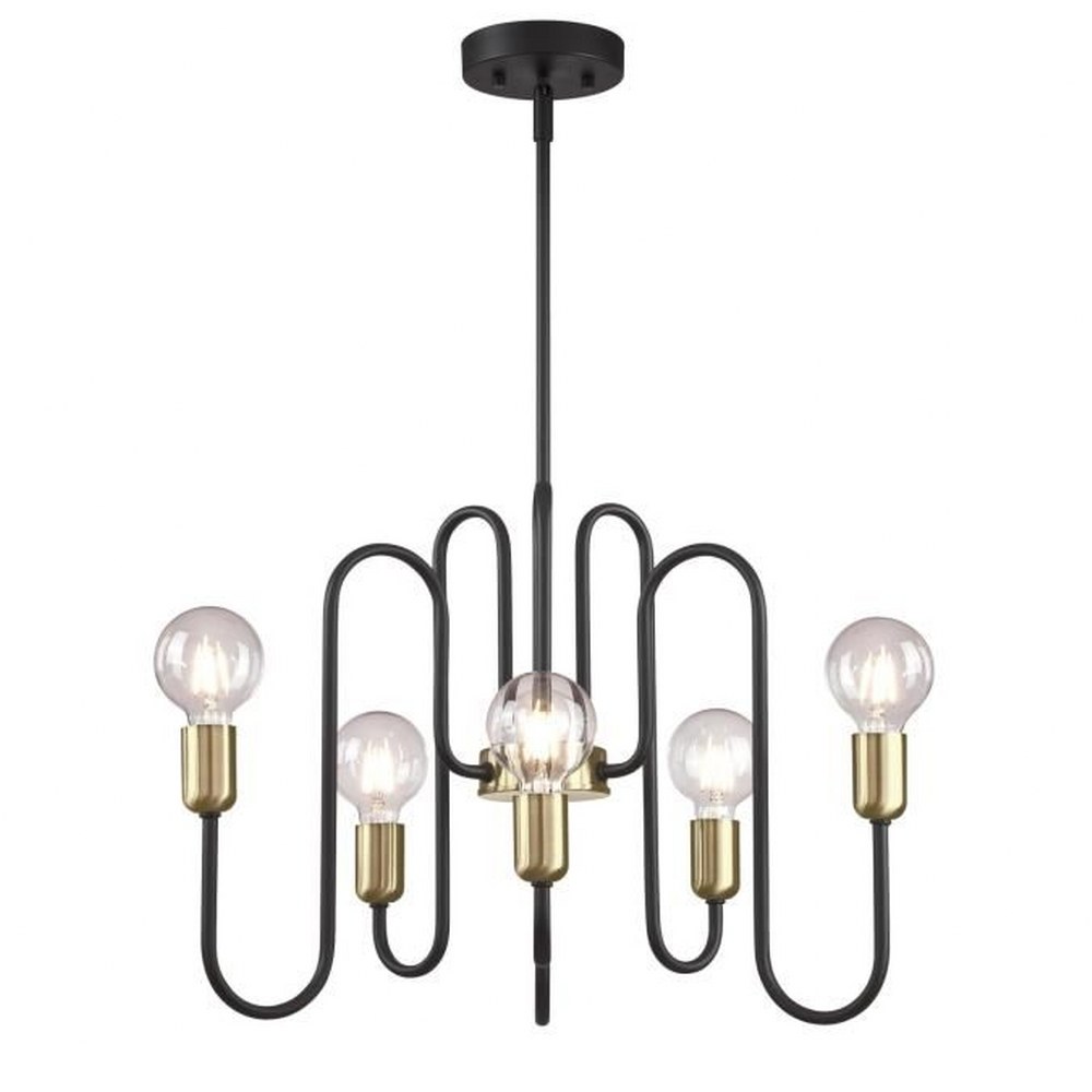 Westinghouse Lighting-6576000-Spencer - Six Light Chandelier   Matte Black/Antique Brass Finish