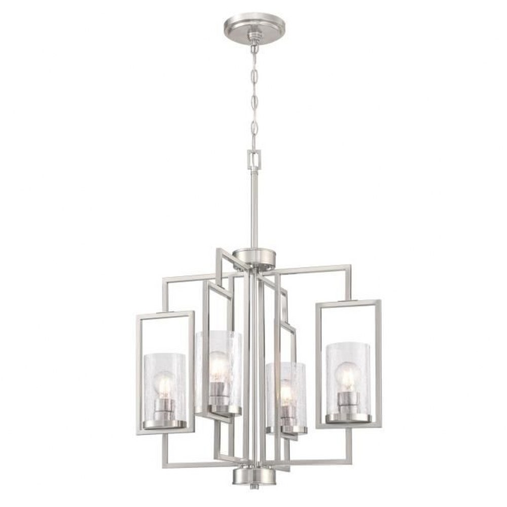 Westinghouse Lighting-6576500-Kayla - Four Light Chandelier   Brushed Nickel Finish with Clear Crackle Glass