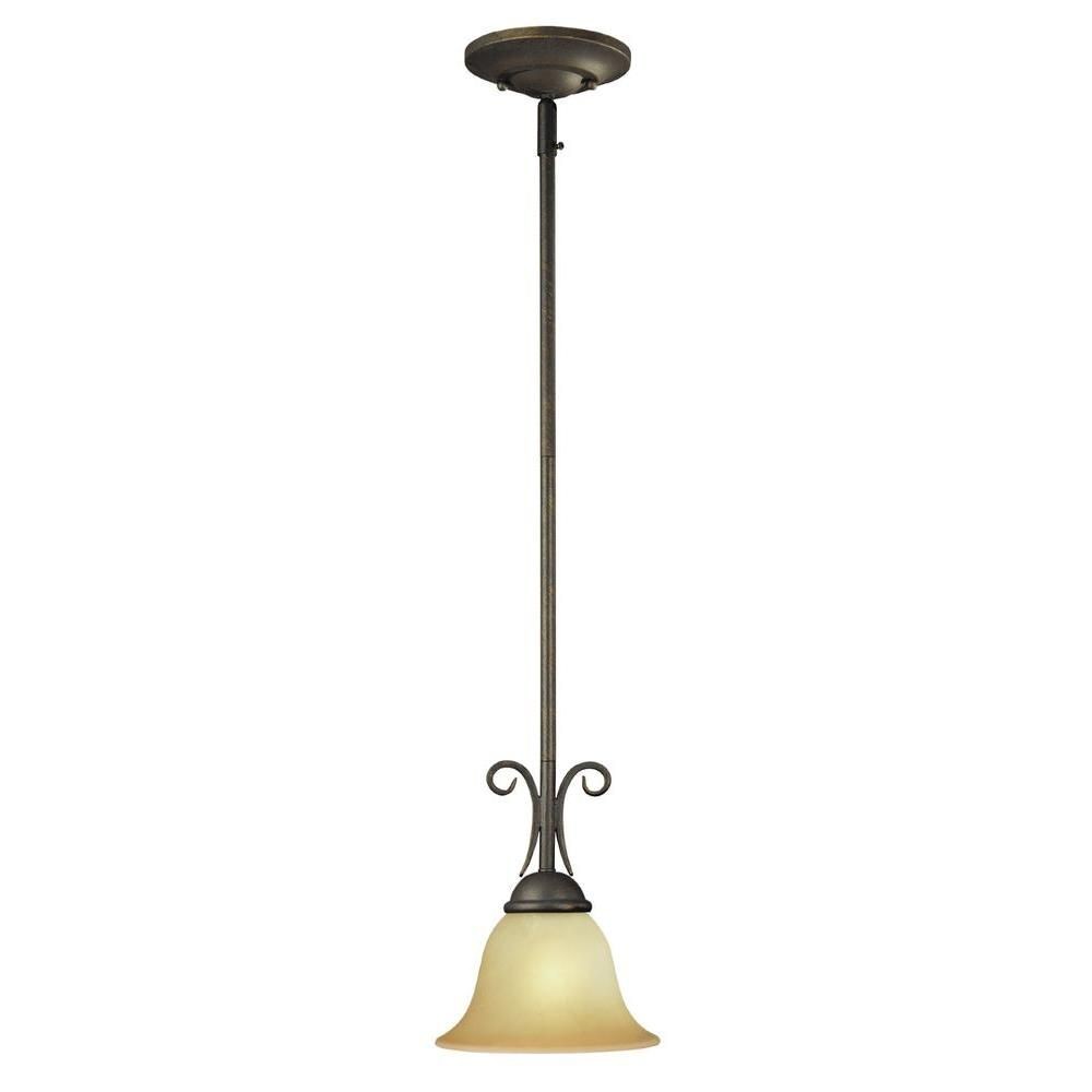 Westinghouse Lighting-6659000-Spring Valley - One Light Mini Pendant   Ebony Bronze Finish with Aged Alabaster Glass