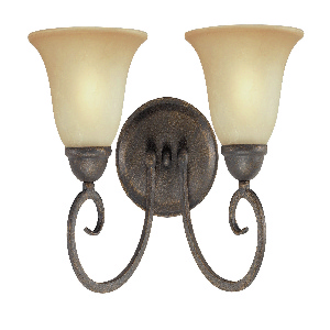 Westinghouse Lighting-6659300-Spring Valley - Two Light Wall Mount   Ebony Bronze Finish with Aged Alabaster Glass