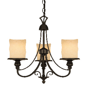 Westinghouse Lighting-6900000-Hearthstone - Three Light Chandelier   Burnished Bronze Pat Finish with Burnt Scavo Glass