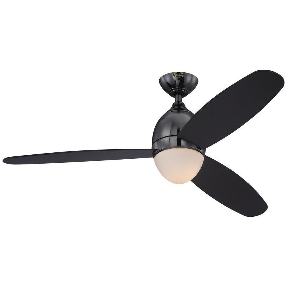 Westinghouse Lighting-7201700-Troy - 52 Inch Ceiling Fan with Light Kit   Gun Metal Finish with High Gloss Black Blade Finish with Opal Frosted Glass