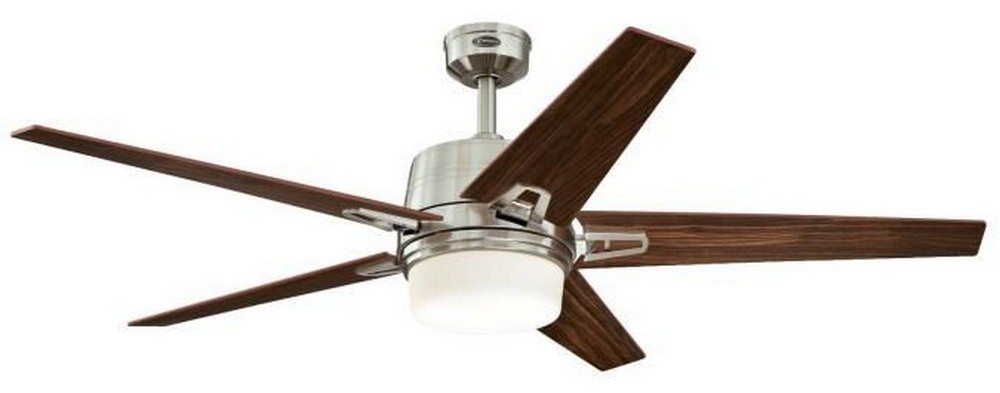 Westinghouse Lighting-7204600-Zephyr - 56 Inch Ceiling Fan with Light Kit   Brushed Nickel Finish with Rich Walnut/Maple Blade Finish with Opal Frosted Glass