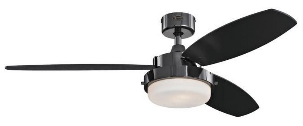 Westinghouse Lighting-7205300-Alloy - 52 Inch 3 Blade Ceiling Fan with Light Kit   Gun Metal Finish with Black/Applewood Blade Finish with Opal Frosted Glass