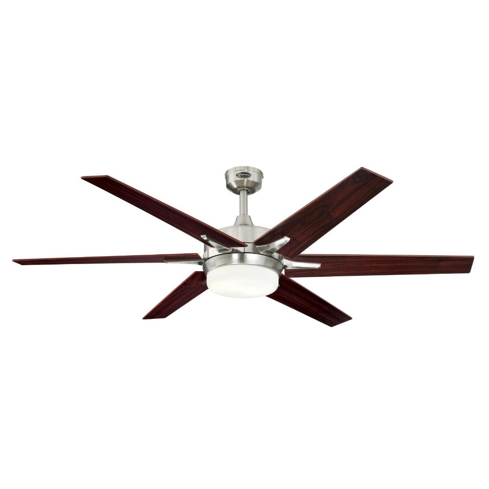 Westinghouse Lighting-7207700-Cayuga - 60 Inch Ceiling Fan with Light Kit   Brushed Nickel/Hammered Finish with Rosewood/Light Maple Blade Finish with Opal Frosted Glass
