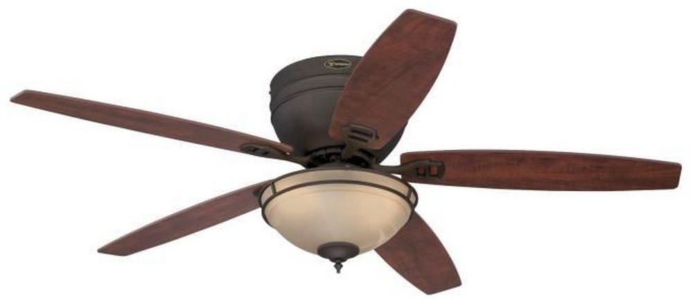 Westinghouse Lighting-7209600-Carolina - 52 Inch Ceiling Fan with Light Kit   Oil Rubbed Bronze Finish with Applewood/Cherry Blade Finish with Amber Alabaster Glass