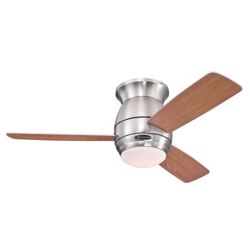 Westinghouse Lighting-7217900-Halley - 44 Inch Ceiling Fan with Light Kit   Brushed Nickel Finish with Weathered Maple/Dark Cherry Blade Finish with Frosted Opal Glass
