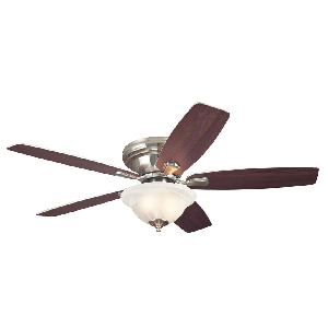 Westinghouse Lighting-7247600-Sumter - 52 Inch Ceiling Fan   Brushed Nickel Finish with Weathered Maple/Beech Blade Finish with Frosted White Alabaster Glass