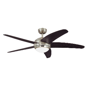 Westinghouse Lighting-7223800-Bendan - 52 Inch Ceiling Fan   Satin Chrome Finish with Wengue Blade Finish with Opal Frosted Glass