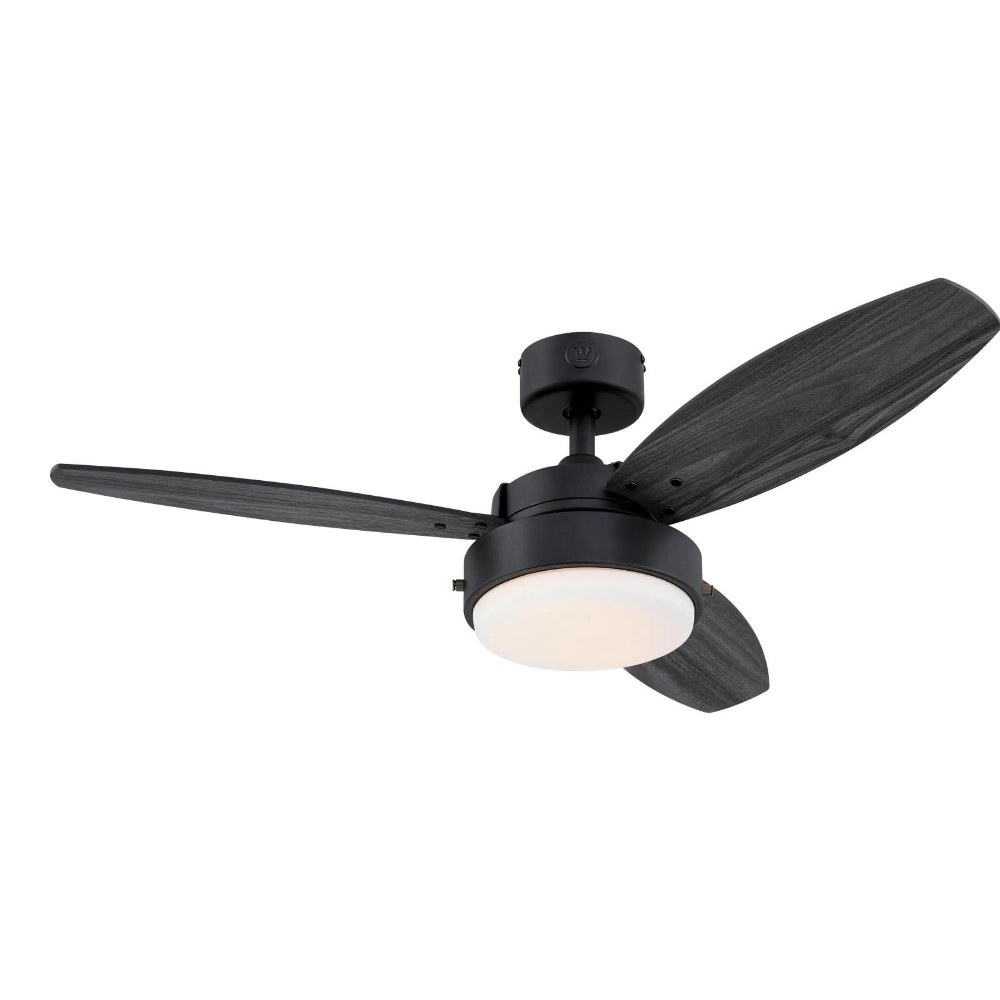 Westinghouse Lighting-7305100-Alloy - 42 Inch 3 Blade Ceiling Fan with Light Kit Matte Black  Matte Black Finish with Charcoal/Riverbed Blade Finish with Opal Frosted Glass