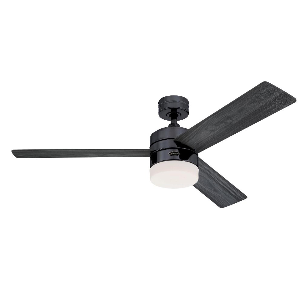 Westinghouse Lighting-7305300-Alta Vista - 52 Inch 3 Blade Ceiling Fan with Light Kit   Gun Metal Finish with Charcoal/Black Blade Finish with Opal Frosted Glass