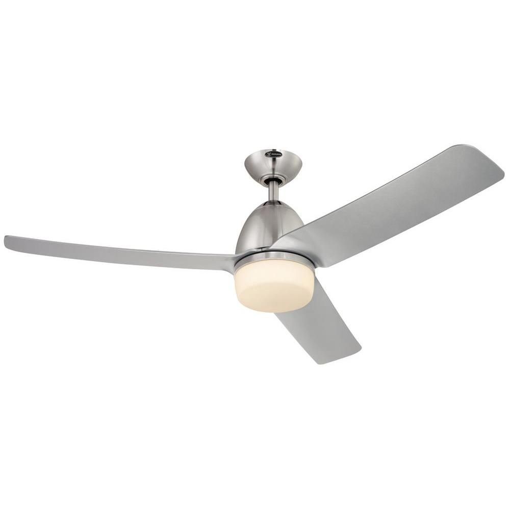 Westinghouse Lighting-7800100-Delancey - 52 Inch Ceiling Fan with Light Kit   Brushed Chrome Finish with Silver Blade Finish with Opal Frosted Glass