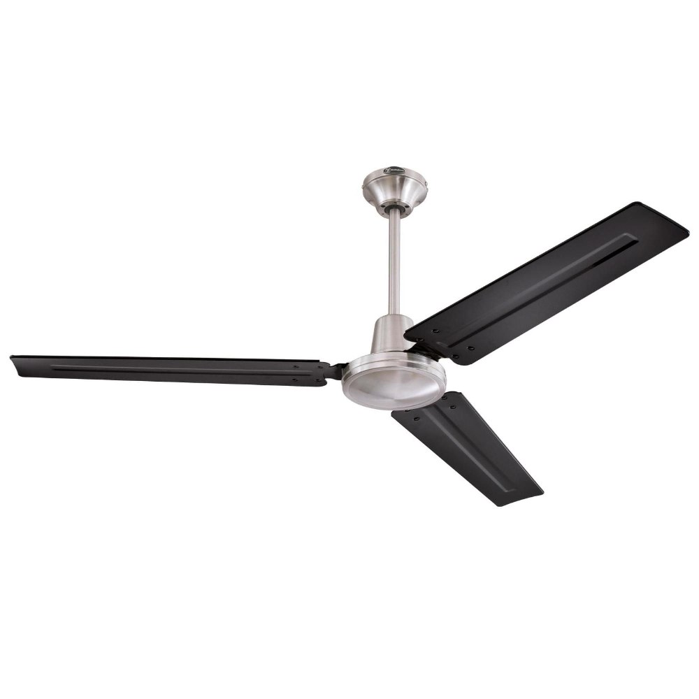 Westinghouse Lighting-7800300-Industrial - 56 Inch Ceiling Fan with Light Kit   Brushed Nickel Finish with Black Blade Finish