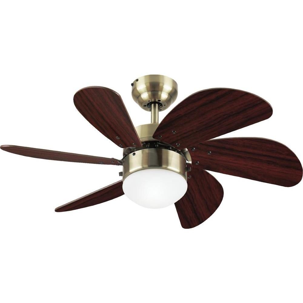 Westinghouse Lighting-7234700-Turbo Swirl - 30 Inch Ceiling Fan with Light Kit   Antique Brass Finish with Walnut Blade Finish with Opal Frosted Glass