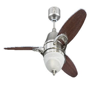 Westinghouse Lighting-7224400-Arcadia - 46 Inch Ceiling Fan   Brushed Nickel Finish with Beech/Weathered Maple Blade Finish with Frosted White Alabaster Glass