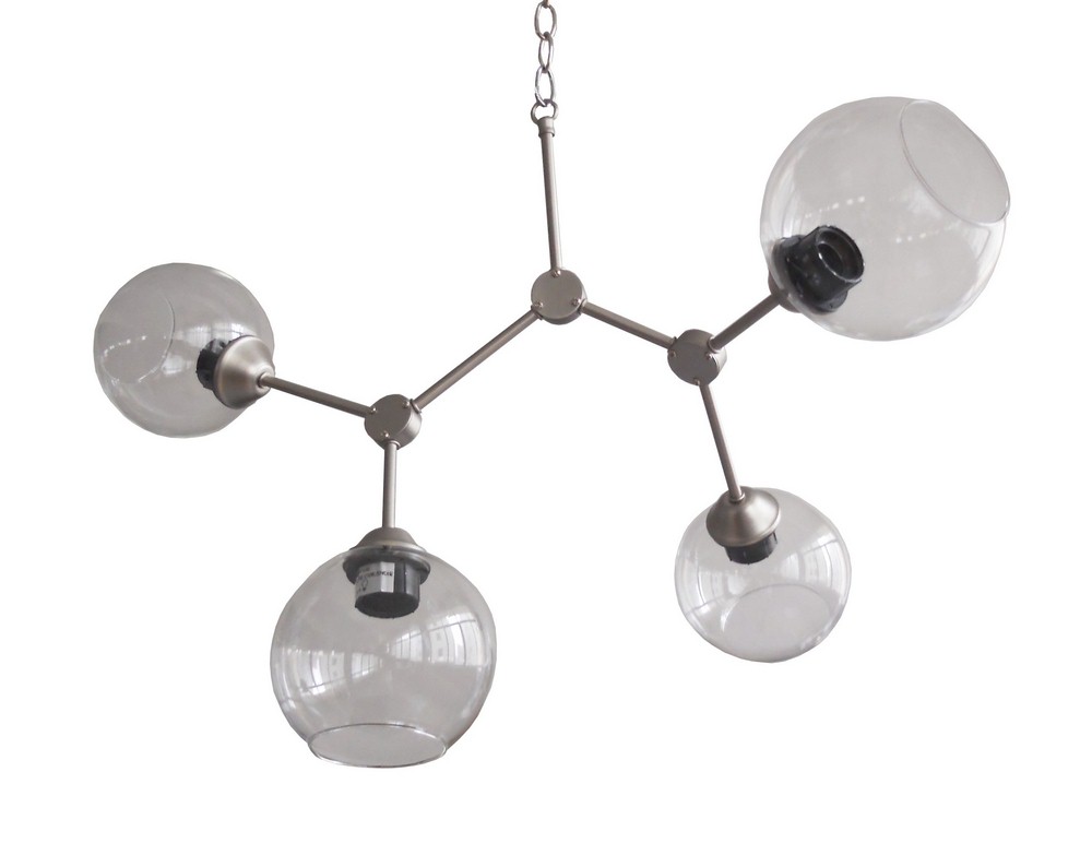 Whitfield Lighting-CH5711SIDE-4SN-Jane - Four Light Chandelier   Satin Nickel Finish with Clear Glass