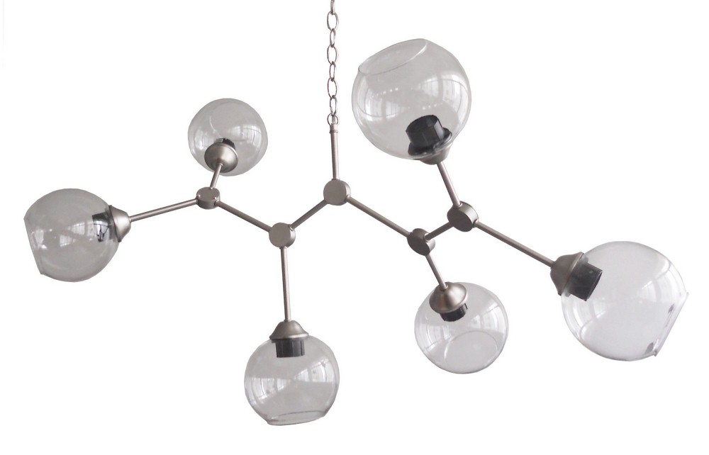 Whitfield Lighting-CH5711SIDE-6SN-Jane - Six Light Chandelier   Satin Nickel Finish with Clear Glass