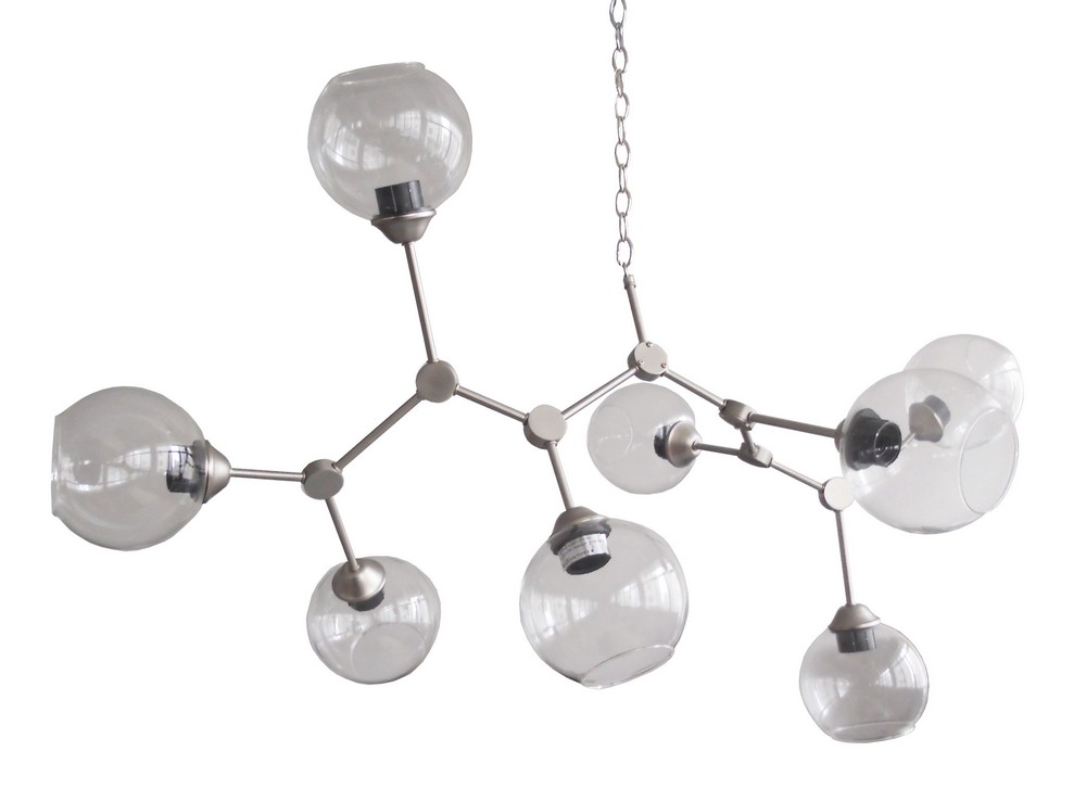 Whitfield Lighting-CH5711SIDE-8SN-Jane - Eight Light Chandelier   Satin Nickel Finish with Clear Glass