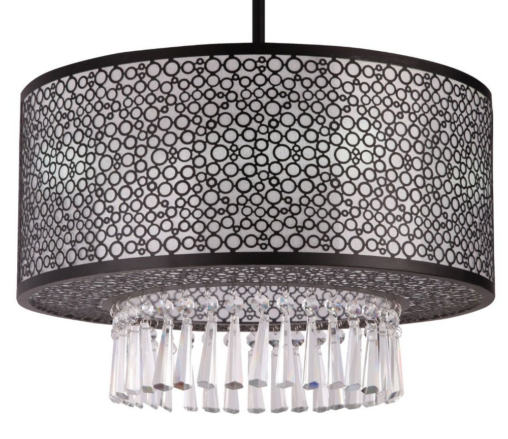 Whitfield Lighting-CHSF2006-20BK-Willem - 20 Inch Three Light Convertible Chandelier   Black Finish with Clear Crystal