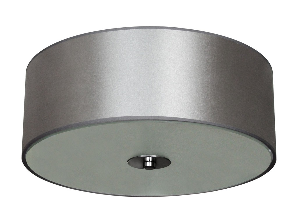 Whitfield Lighting-FM1405-GRYCH-Modena - Two Light Flush Mount Chrome Grey Satin Steel Finish with Starlight Weave Fabric Shade