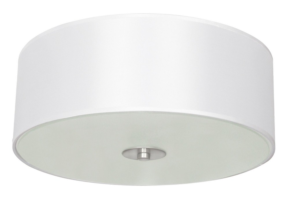 Whitfield Lighting-FM1405-PWSS-Modena - Two Light Flush Mount Satin Steel Pristine White Satin Steel Finish with Starlight Weave Fabric Shade