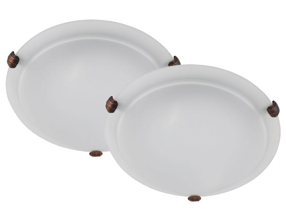 Whitfield Lighting-FM9-16AWCFTWINPACK-Twin - Three Light Flush Mount (Pack of 2) Coffee  Satin Steel Finish with Acid Wash Glass