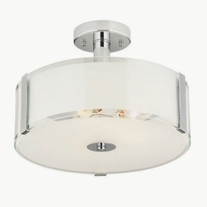 Whitfield Lighting-SF4029-14CH-Catherine - Three Light Semi-Flush Mount   Chrome Finish with White and Clear Glass