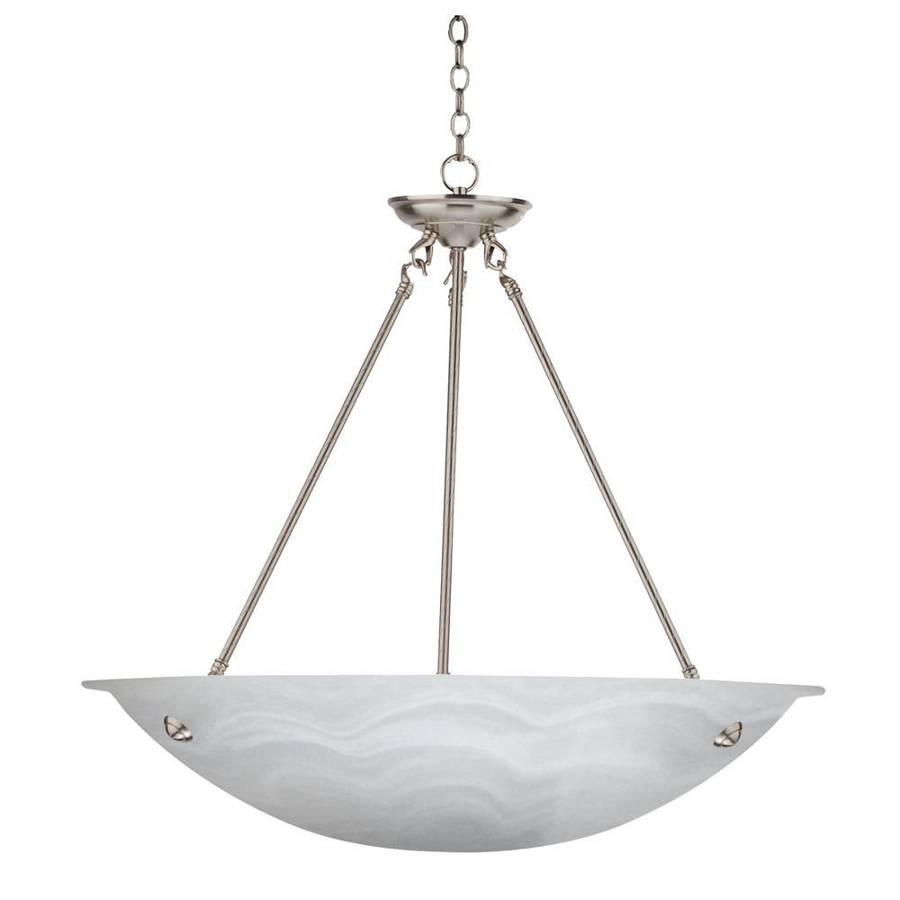 Whitfield Lighting-CH0028B-20SS-Alana - Three Light Bowl Chandelier   Satin Steel Finish with Alabaster Glass