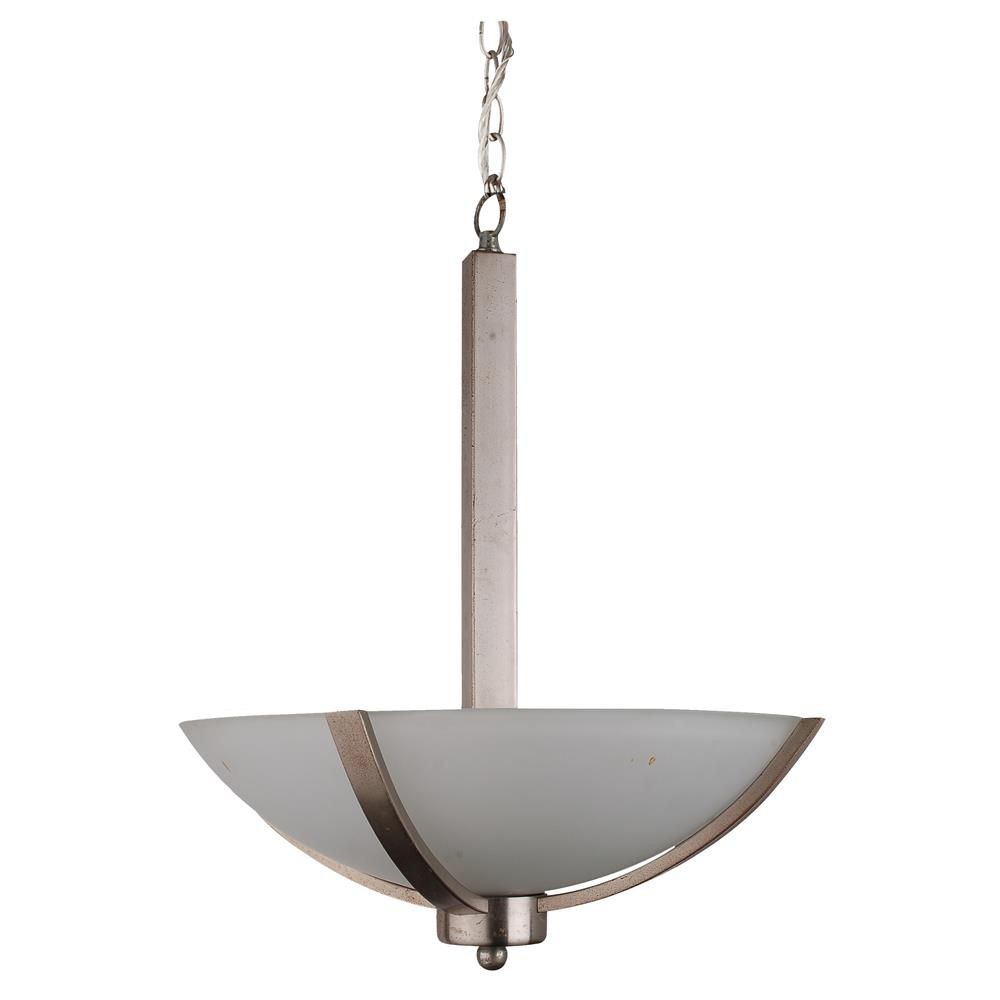 Whitfield Lighting-CH107-16AWSS-Mickayla Sixteen-Inch Three-Light Bowl Chandelier Satin Steel with Acid Wash Glass   Satin Steel Finish with Acid Wash Glass