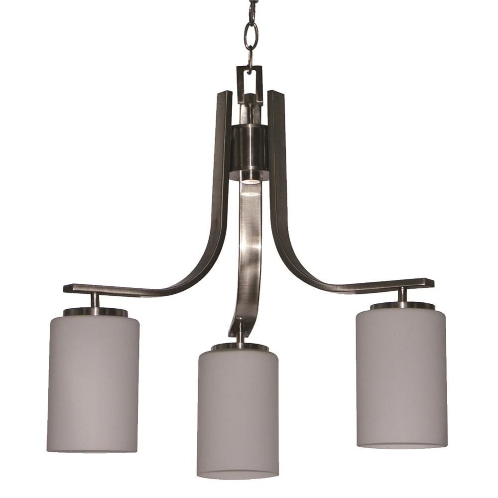 Whitfield Lighting-CH1986-3SS-Christine Twenty-Inch Three-Light Chandelier Satin Steel with Dove White Glass   Satin Steel Finish with Dove White Glass