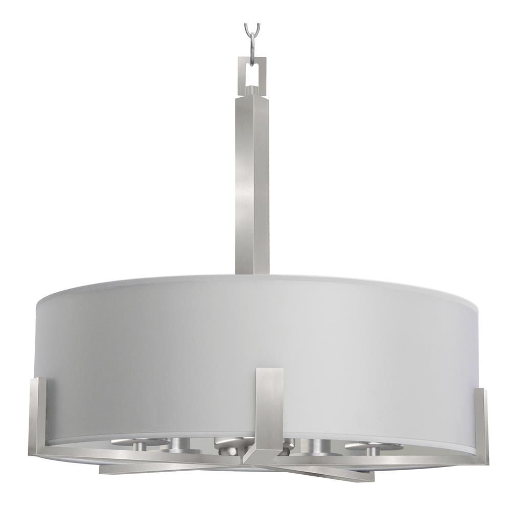 Whitfield Lighting-CH207-5PWSS-Jaelyn - Five Light Chandelier   Satin Steel Finish with Pristine White Glass