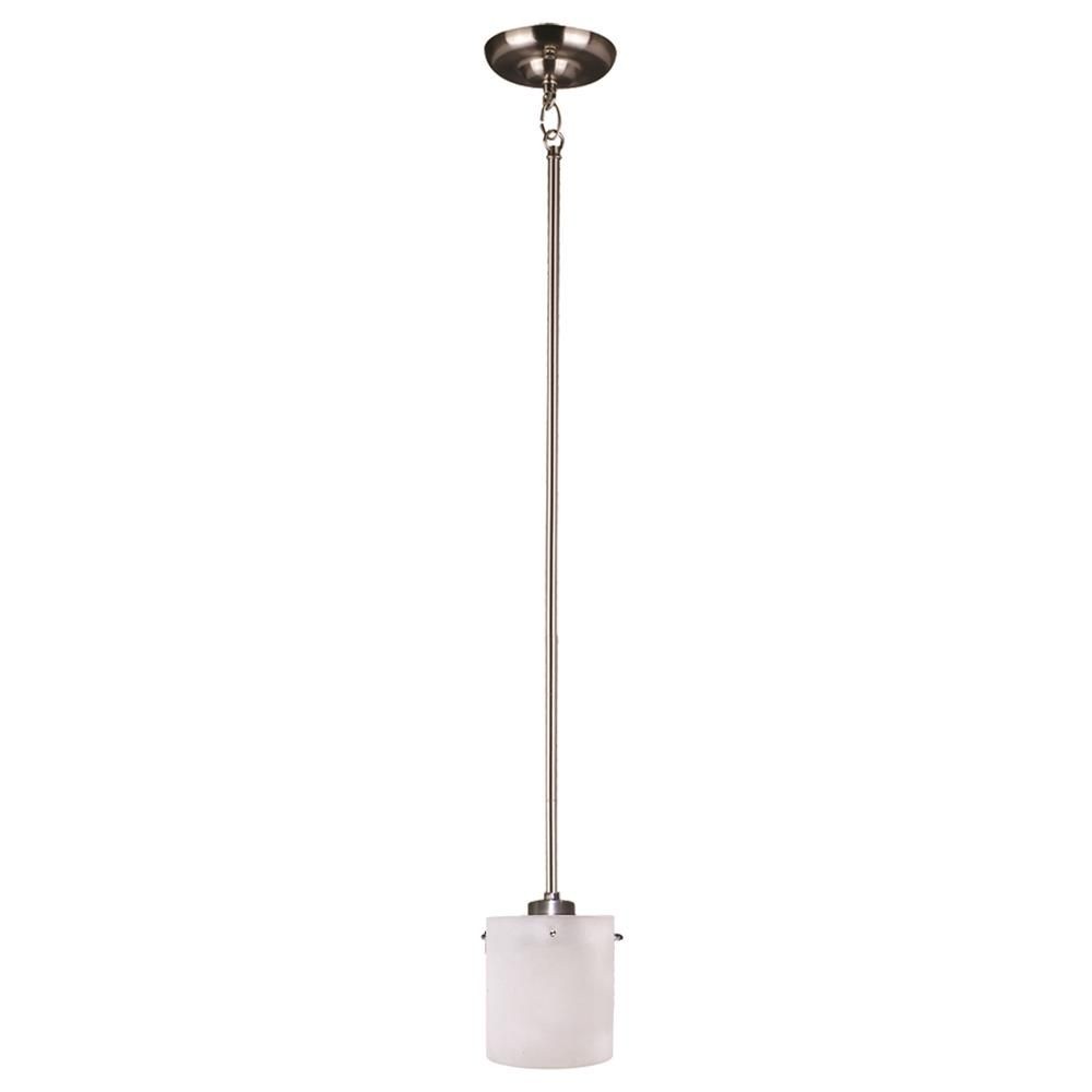 Whitfield Lighting-CH28051-6PSS-Dexter Five-Inch One-Light Pendant Satin Steel with Acid Wash Glass   Satin Steel Finish with Acid Wash Glass