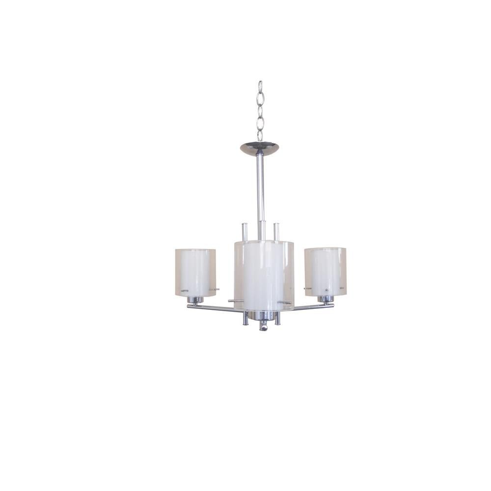 Whitfield Lighting-CH28055-3CH-Dominic - Three Light Chandelier   Chrome Finish with White and Clear Glass